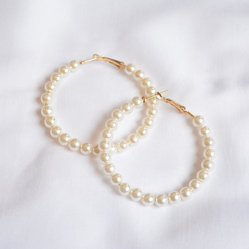 pearl hoops faux pearl earrings for women jess lux accessories