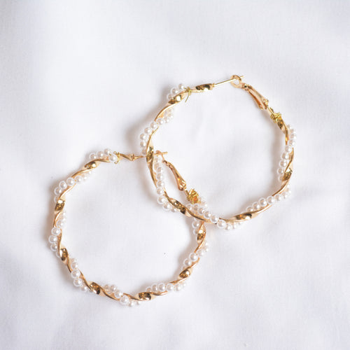 gold hoops faux pearl earrings for women jess lux accessories 