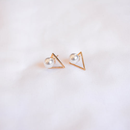 cute trialnge stud earrings stud with faux pearl cute stud earrings gold stud earrings earrings for women jess lux accessories 